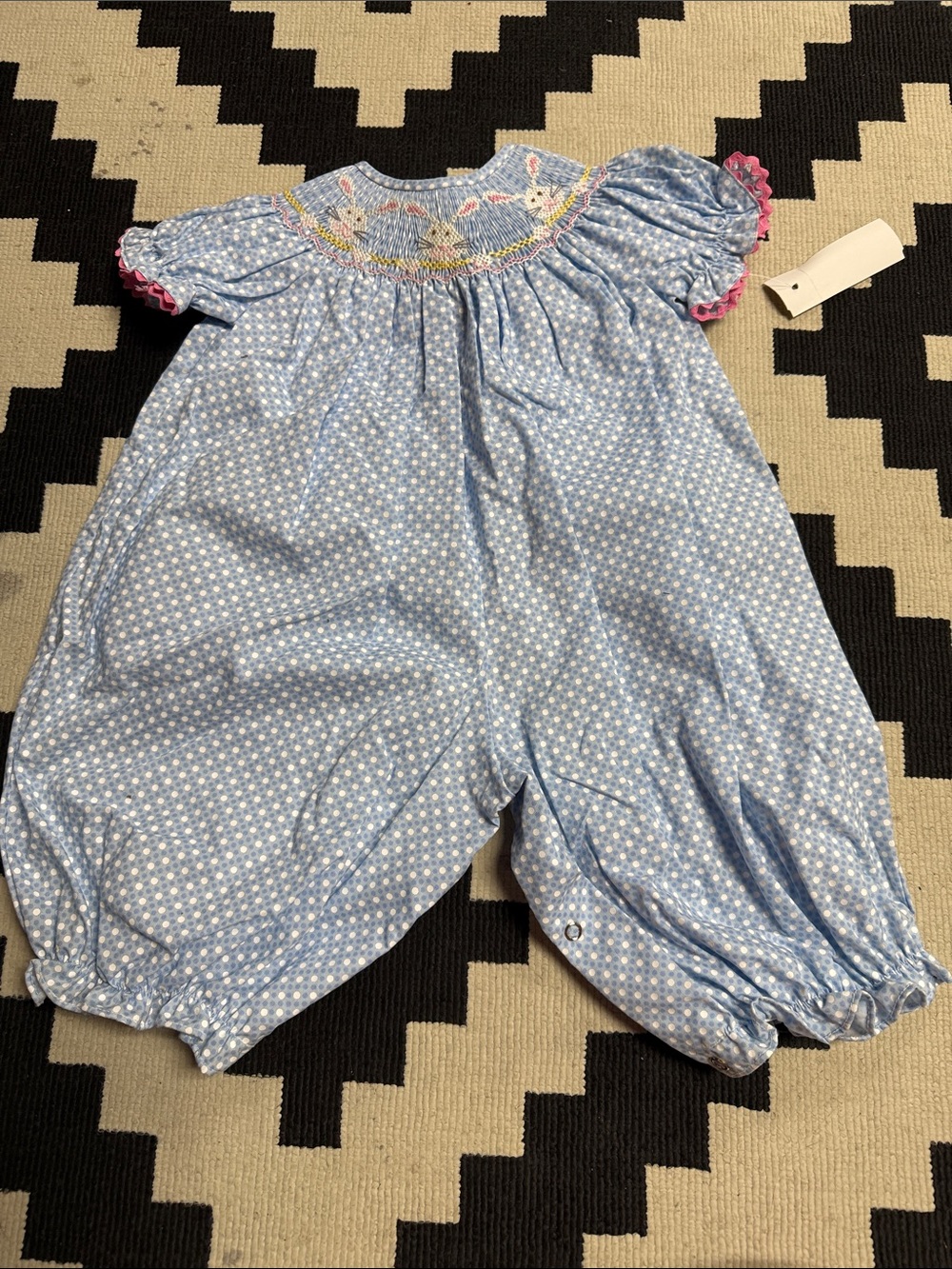 Blue Floral Smocked Girls Romper